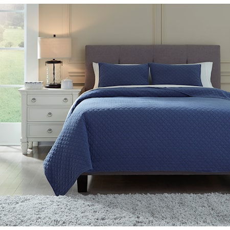 Queen/Full Ryter Navy Coverlet Set